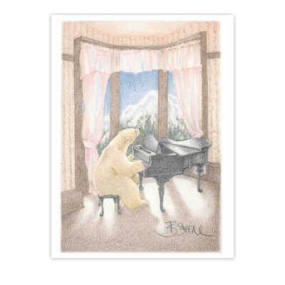 "Bear at Piano"  blank note cards