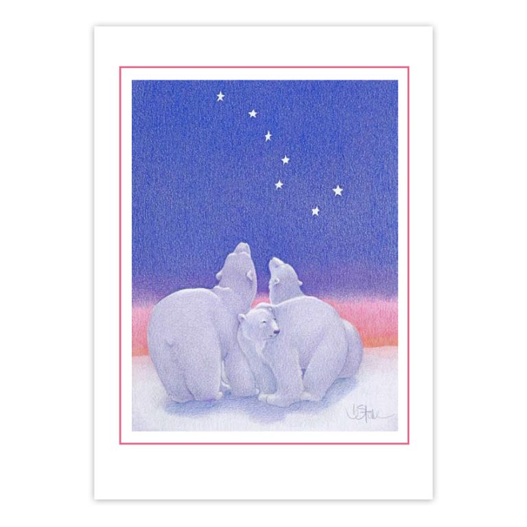 Green Wood Framed Art of Polar Bears in a Cafe by Artist Barbara Stone